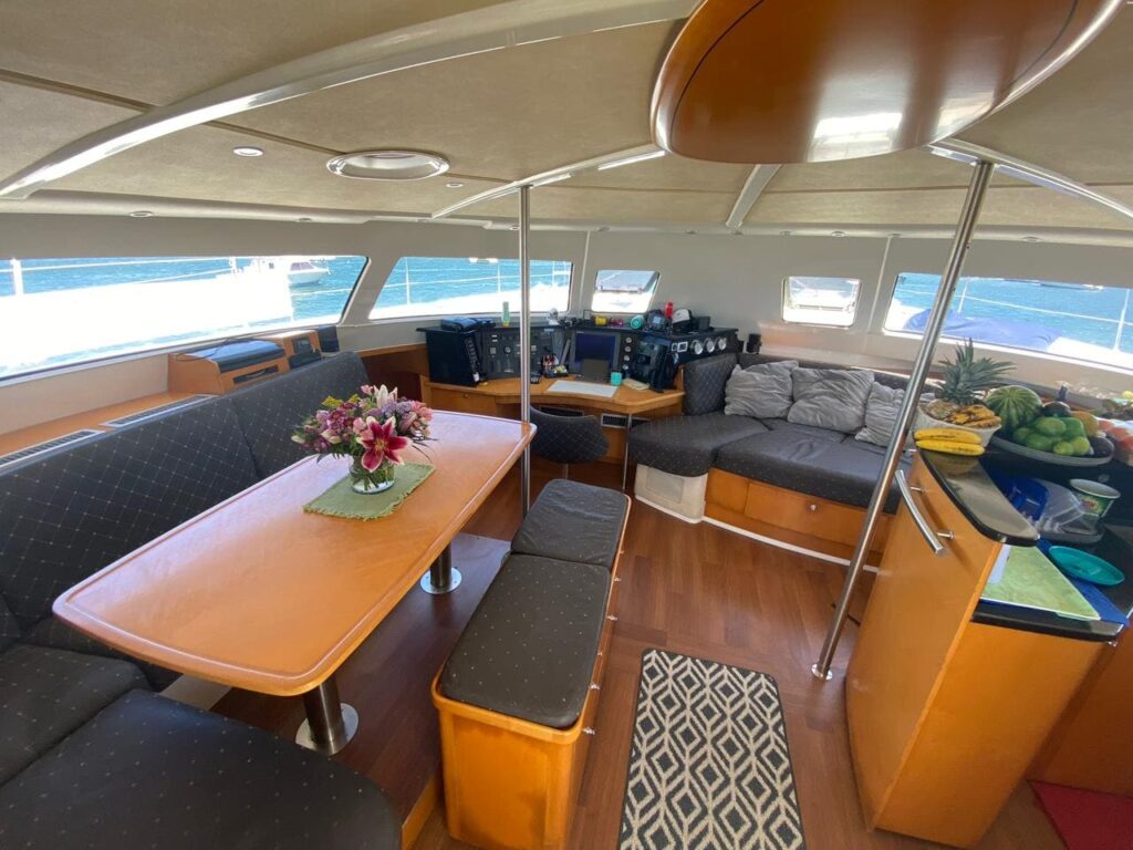 Luxury deck seating area on Tamarindo catamaran tour