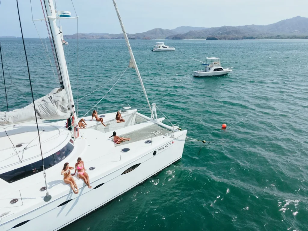 Tamarindo private luxury catamaran tour sailing on the Pacific Ocean in Costa Rica